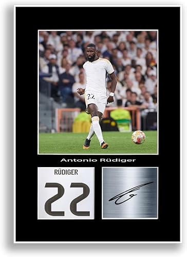 LJW Prints Antonio Rüdiger Fußballspieler Druck signiert Autogramm Poster für Madrid Fans und Fans
