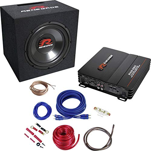 EvoTuning Kit Subwoofer in Cassa Reflex 25 cm 500W, Amplificatore 2 Canali Mosfet Classe AB 550W Max + Kit Cavi compatibile con Renegade Rbk 550xl Garanzia Italia