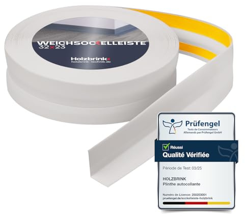 HOLZBRINK Rodapiés flexible autoadhesivo Cenizo Rodapiés flexible 32x23 mm, 15 m Zócalo Autoadhesivo