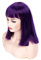Morvally Parrucca corta a forma di bob, con frangia piatta, dall'aspetto naturale, resistente al calore, per cosplay (35,6 cm, viola scuro)
