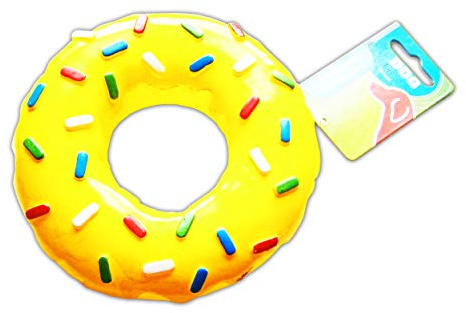 ECO Hunde-Spielzeug-Donut Geräusch Ø15cm Hundespielzeug Hund Quitsch Dog Toys 4-Varianten (Gelb)