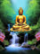 Reofrey Diamond Painting Zubehör DIY Diamantmalerei Wasserfall Buddha-Statue Bohren Voll Stickerei Strass Diamant Malerei Set Wanddekoration 40x50 cm