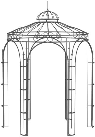 ELEO Pavillon Siena anthrazit - rund 2x2m Rankpavillon für den Garten handgeschmiedet Schmiedeeisen romantisch - Rosenpavillon Metall stabil rostfrei pulverbeschichtet - für draußen Winterfest