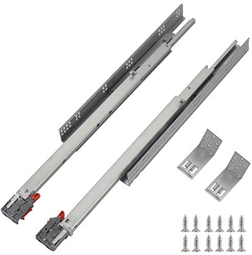 Unterbau-Schubladenschienen, 45,7 cm (6 Paar), Vollauszug, Soft-Close, verdeckte Schubladenschienen, mit Befestigungsschrauben und Halterungen