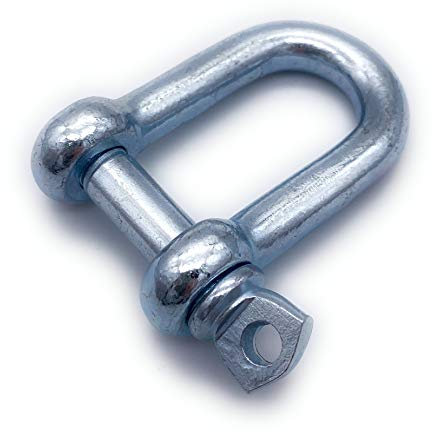 10 Stk. Ø 8 mm Schäkel gerade Form | EINGEPRÄGTE Tragfähigkeit (WLL): 200kg | Stahl galvanisch verzinkt | Baumarkt Schäkel | Größe Wählbar [5-16mm] | (Ø8,10x)