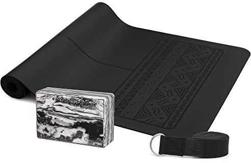 Yogi Bare ANFÄNGER-YOGA-BÜNDEL - Extremer Grip PAWS Yogamatte Bundle (1 x Schwarze Yogamatte, 1 x Schwarzer Yogablock, 1 x Schwarzer Yogagurt)