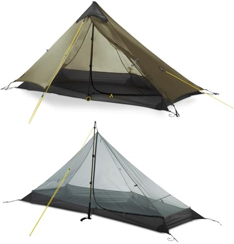 LANSHAN Ultralight Tent 3-Season Waterproof Backpacking Tent for 1-Person Camping, Trekking, Climbing, Hiking, 1 Person, Khaki