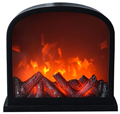 BESPORTBLE Flameless Fireplace Lamp, 11.8 X 11Inch LED Flame Effect Table Lamp- USB Operated Fireplace Lamp for Indoor Home Bedroom Christmas Thanksgiving Decoration