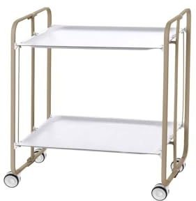 DON HIERRO - Servierwagen Sandfarbe, klappbar, 2 Böden. Rollwagen Bauhaus-Weiß
