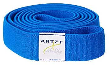 ARTZT vitality Theraband Super Band Textil | Fitnessband aus weichem Stoff | Gymnastikband für Training von Kraft, Rücken, Bauch, Arme und Schultern | Made in Germany Blau | Mittel, 204 cm