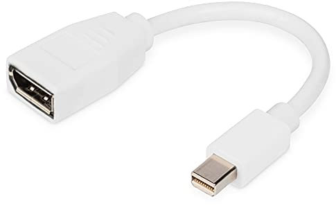 DIGITUS Câble Adaptateur DisplayPort – Mini DP vers DP – Displayport 1.2 – UltraHD 4k/60Hz – 0.15m – Blanc