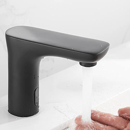 Mitigeur Lavabo Automatique à Infrarouge Noir Robinet Infrarouge pour Lave Main Robinets de Lavabo pour Salle de Bain pour Salle de Bain Eau Froide