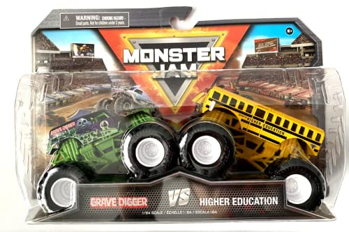 MonsterJam Grave Digger vs Higher Education, 2022 Doppelpack (Maßstab 1:64)