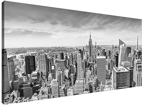 Estika Leinwand bilder - Schwarz Weiß New York City - 115x55 cm, 1 teilige kunstdruck - Wandbilder wohnzimmer, schlafzimmer, Moderne wanddeko, Bild auf leinwand - New York bilder - 2176A_1AE
