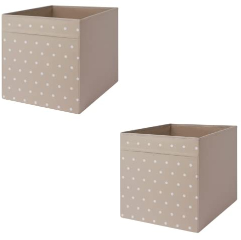 MAC Drona Storage Box 33x38x33 cm Office/home Storage Box Perfect for Everything. Foldable Storage Organizer Boxes for Shelving Unit Bedroom, Wardrobe, and Toys , Children, (2 Pack, Dotted/beige)