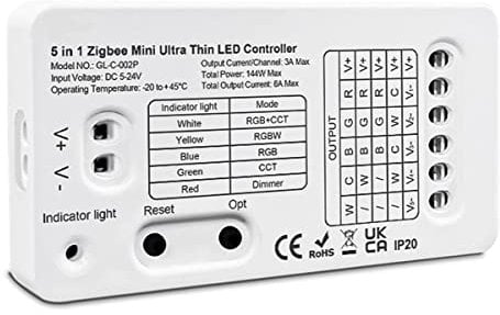 LEDLUX Mini ZigBee Controller 12 V 24 V 5 in 1 für einfarbige LED-Streifen bis zu 5 Kanäle Tuya App kompatibel mit Alexa Google Home