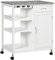 HOMCOM Compact Kitchen Trolley Utility Cart on Wheels with Wine Rack, Drawer, Open Shelf and Storage Cabinet for Dining Room, White