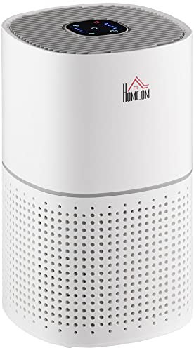 HOMCOM Purificateur d'air HEPA, Ioniseur, CADR 225m³/h mode de veille silencieux 50W minuterie 4 vitesses - dim. 22L x 22l x 36H cm - blanc