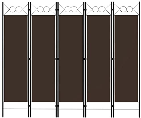 vidaXL Raumteiler Klappbar Freistehend Trennwand Paravent Umkleide Sichtschutz Spanische Wand Raumtrenner 5-TLG. Braun 200x180cm Eisen Stoff