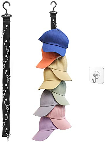 WSAMJIN 1 Packung 8 Baseballkappen-Rack, Schrankhaken, Kappenhalter, Hutaufbewahrung, Organizer, Schrank, hängende Kappe, Organizer, Hut, Display-Aufhänger für Wand, Tür, Schrank