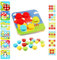 Mosaik Steckspiel Montessori Spielzeug Mosaik Steckspiel für Kinder mit Holzpflockbretter 16 Bunten Bausteine und 12 Karten Holzspielzeug Geschenk für Kinder Baby Color Zuordnungsspiel