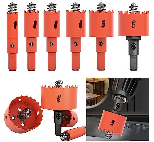 Tangger 6PCS Lochsägen-Set Lochsägenschneider hochgeschwindigkeits bohrer hartmetall bohrer edelstahl kernbohrer metall edelstahl-zahnrad lochschneider set metall(16-40mm) (ROT)