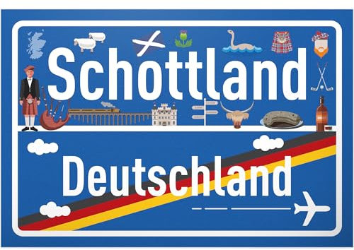 DankeDir! Schottland Ortsschild UK - Schild 30 x 20 cm - Geschenk Idee Gutschein Reise Urlaub Reisegutschein Männer & Frauen Geldgeschenk Abschiedskarte Geschenkidee Deko Karte
