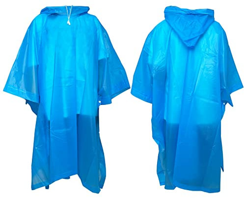 Fayemint 2 Stück Regenponcho Blau, Regencape Unisex, Atmungsaktiver Regenponcho, Atmungsaktiver tragbarer Poncho, für Radfahren, Wandern, Angeln, Camping (Blau)