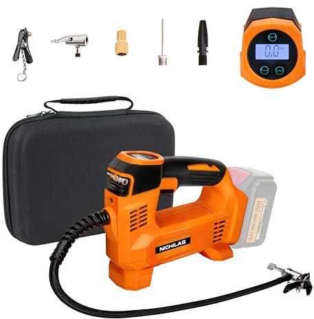 Nichilas Tire Inflator for DEWALT 20V MAX Battery, Portable Air Compressor Auto Tire Pump with Digital Pressure Gauge 120PSI for Car, Truck, Bikes, Ball (Tool Only, NO Battery)