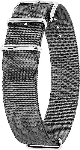 HIRSCH Uhren-Armband Rush Recycle - Uhr-Band im NATO-G10-Style aus recyceltem Polyester - robust & vegan - Grau - 22