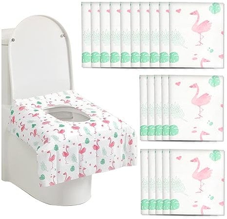 20Pcs Disposable Toilet Seat Covers Kids, Potty Seat Cover Protectors, Individually Wrapped, Waterproof for Travel, Toddlers Potty Training in Public Restrooms Hotel Bathroom (Pink)