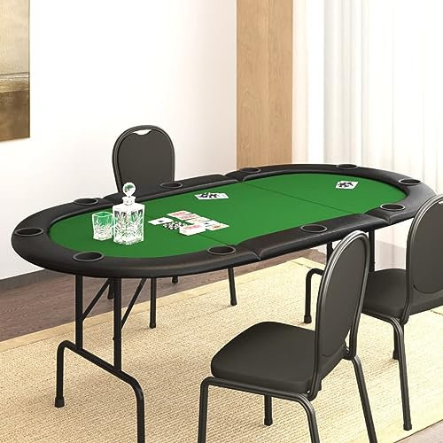 CIADAZ Pokertisch Klappbar 10 Spieler Grün 206x106x75 cm, Poker Table, Spieltisch, Blackjack, Poker Tisch, Roulette Tisch, Deko Casino Poker