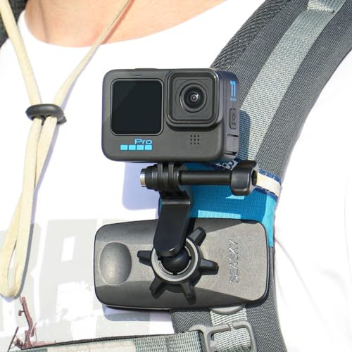 SEASKY Vlog Rucksack-Gurt-Halterung, Clip-Klemme, magnetisch, multifunktional, für GoPro Hero12/11/10/9, DJI Action 4/3/2, Insta360, X4, X3, X2, RS, Go3, 2, Sportkamera, Zubehör, Tennis, Basketball,