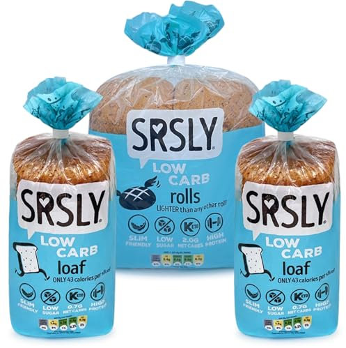 SRSLY Low Carb Keto Bread Bundle | 0.7G Carbs & 43 Kcals Per Slice | 2G Carbs & 130 Kcals Per Roll | Freshly Baked Light & Fluffy | Low Calorie | High Protein | 2 Sliced Loaves & 4 Rolls