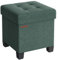 SONGMICS Storage Ottoman, Foldable Small Ottoman Foot Rest, 38 x 38 cm Foot Stool, Ottoman with Storage, Load up to 300 kg, for Living Room, Bedroom, Dorm, Retro Green LSF014C51