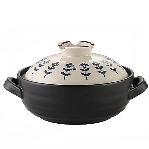 Chfkun Casseruola in Ceramica, Pentola in Argilla Giapponese Donabe Pentola per Riso in Pietra con Coperchio, Pentola in Terracotta Casseruola in Ceramica Fornello Pentole Sane Pentola per Zuppa P