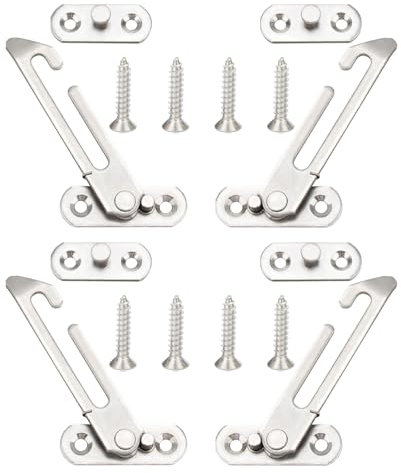 Lot de 4 limiteurs de fenêtre, verrous d'arrêts de fenêtre en acier inoxydable à gauche et droite, verrous de butée de fenêtre avec vis pour portes-fenêtre/fenêtre pour enfant/jardin d'enfant/maison