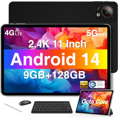 DOOGEE T30SE Tablet 11 Zoll Android 128GB ROM (2TB TF) 2.4K IPS Gaming Tablets mit Tastatur, 8580mAh, Dual 4G LTE 5G WiFi Tablets PC, 13MP + 5MP, Tablet mit Tastatur und Stift, Maus und Hülle