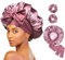 LuxeLouise – Bonnet en satin pour femme endormie, double couche de soie, pour cheveux bouclés et tresses, rose camée