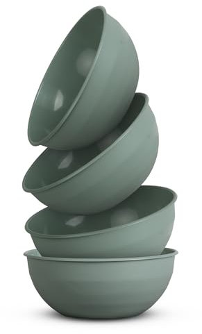 Pro Home 4er Pack Kunststoff Schüssel Plastikschüssel - BPA Frei - Spülmaschinenfest - (Ø25,5cm / Grün) Bruchfester PP - Salatschüssel Rührschüssel Schüssel