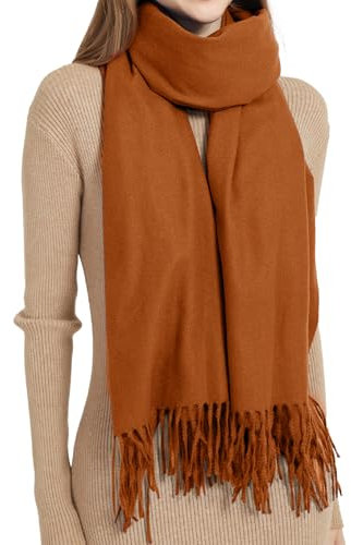 MYSSUCI Eleganter Damen Schal mit Fransen, 200x68cm, Weicher und Wärmender Winterscha Ideal für Hochzeit, Alltag und Outdoor Aktivitäten, Karamell