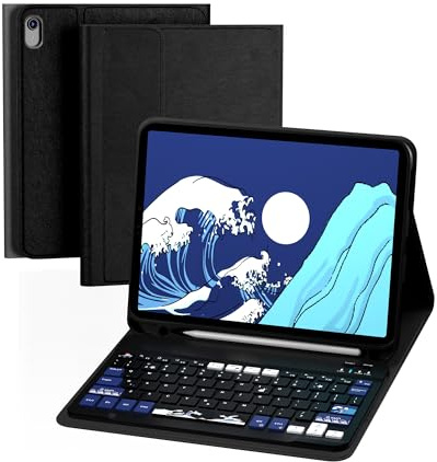 OHY Étui avec clavier pour iPad 11e et 10e génération – XVX 7 couleurs rétroéclairé sans fil amovible avec porte-crayon pour iPad 11 A16 2025 10e génération 10,9 2022 (noir)