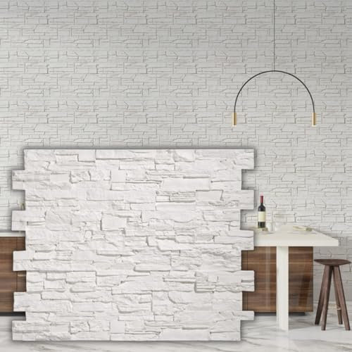 Bricopol Paneles Decorativos Para Pared | Panel Acústico 3D | Revestimiento Paredes Sin Obras | Ignífugos Térmico y Aislante | Acabado Hiperrealista | Interior y Exterior | Imitación Piedra L.Blanco