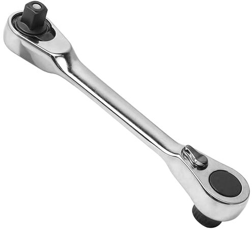 Marsrut 1/4 Inch Double Headed Wrench Ratchet, Mini Ratchet Set Rotator with 72 Tooth, 5 Degrees for Screwdriver Bit Drive Socket, Ratchet Tool Accessories for Quick Install Release (Silver)