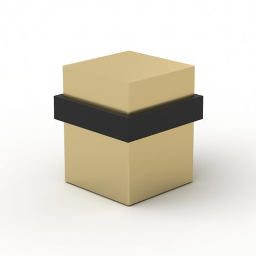 Mega Handles Square Floor Door Stopper - Wall Protectors from Door Knobs - Satin Brass - 1.5 Inch