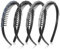 JIEYAO Lot de 4 peignes à dents brillants - Serre-tête en strass avec dents - Pour femme - Antidérapants - En cristal - Zig Zag - Pour fille