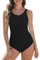 CMTOP Costume Intero Donna Costumi da Bagno Controllo della Pancia Sexy Scollo a U Costume Intero Sportivo Swimwear Imbottito Push Up Costumi Un Pezzo da Mare Estate Beachwear(Nero, L)