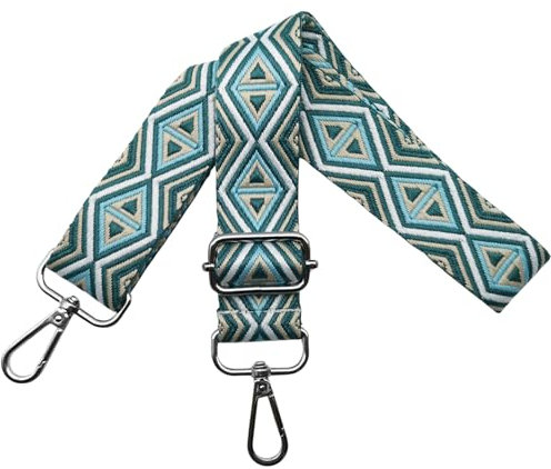 Verstellbarer Schultergurt für Taschen Taschengurte zum Wechseln, Umhängegurt für Taschen, Schulterriemen 3.8cm Breite mit Silber Karabiner Taschenband für Damen Handtaschen, Blau/Grün, M8