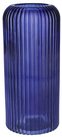 INNA-GLAS Dekovase ALBURGIS mit Rillen, Glas, dunkelblau-klar, 25cm, Ø10cm | Blumenvase