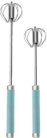 NONDK 2 PCS Semi-Automatic Egg Beater Egg Whisk Manual Hand Mixer Green Stainless Steel Whisk Manual Mixer Kitchen Gadget